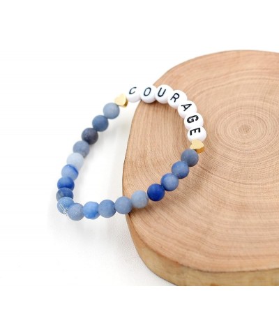 Faith Brave Love Inspirational Bracelets, Natural Matte Aventurine Beads Bracelet 17cm/6.7inch COURAGE-blue $8.99 Bracelets