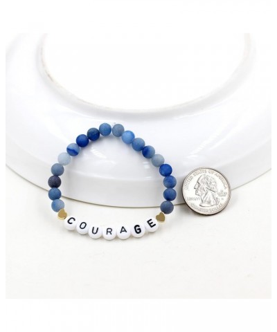 Faith Brave Love Inspirational Bracelets, Natural Matte Aventurine Beads Bracelet 17cm/6.7inch COURAGE-blue $8.99 Bracelets