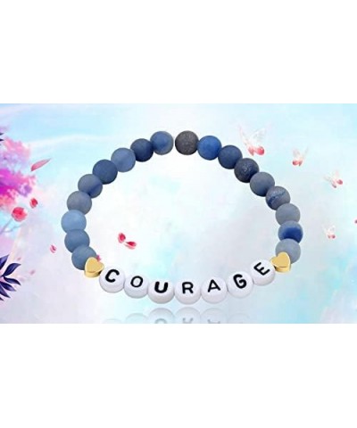 Faith Brave Love Inspirational Bracelets, Natural Matte Aventurine Beads Bracelet 17cm/6.7inch COURAGE-blue $8.99 Bracelets