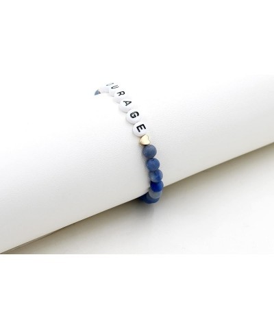 Faith Brave Love Inspirational Bracelets, Natural Matte Aventurine Beads Bracelet 17cm/6.7inch COURAGE-blue $8.99 Bracelets