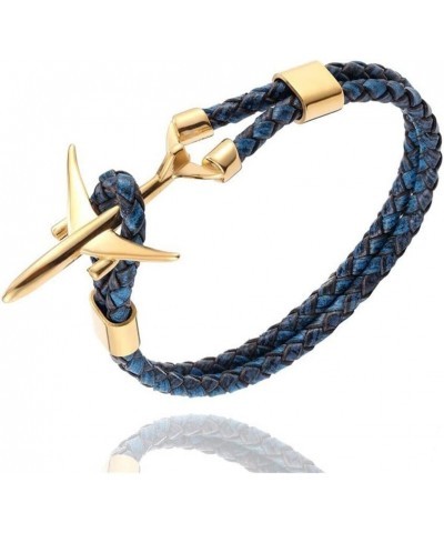 Ramaix Airplane Anchor Bracelet Genuine Multilayer Leather Rope Charm Pilot Jewelry Flight Attendants Fashion Aviator Style f...