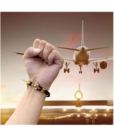 Ramaix Airplane Anchor Bracelet Genuine Multilayer Leather Rope Charm Pilot Jewelry Flight Attendants Fashion Aviator Style f...