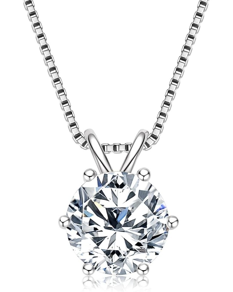 Moissanite Necklace for Women, 0.5-3 CT Solitaire Moissanite Diamond Pendant，18K White Gold Plated 925 Sterling Silver Neckla...