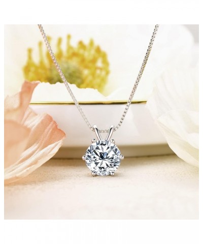 Moissanite Necklace for Women, 0.5-3 CT Solitaire Moissanite Diamond Pendant，18K White Gold Plated 925 Sterling Silver Neckla...