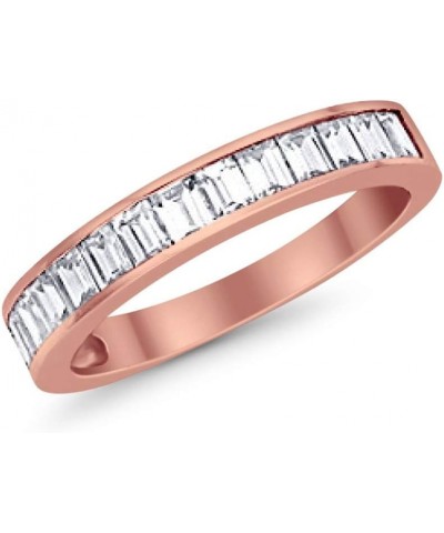 Eternity Baguette Wedding Band Ring Baguette Cubic Zirconia 925 Sterling Silver Rose Tone, Simulated CZ $11.96 Rings