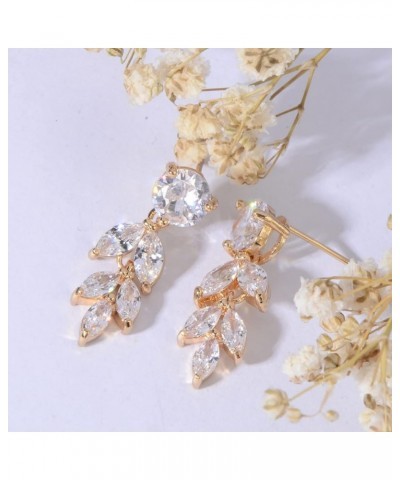 Cubic Zirconia Cluster Wedding Earrings for Brides Bridesmaids Elegant Round Marquise CZ Bridal Jewelry Crystal Dangling Drop...