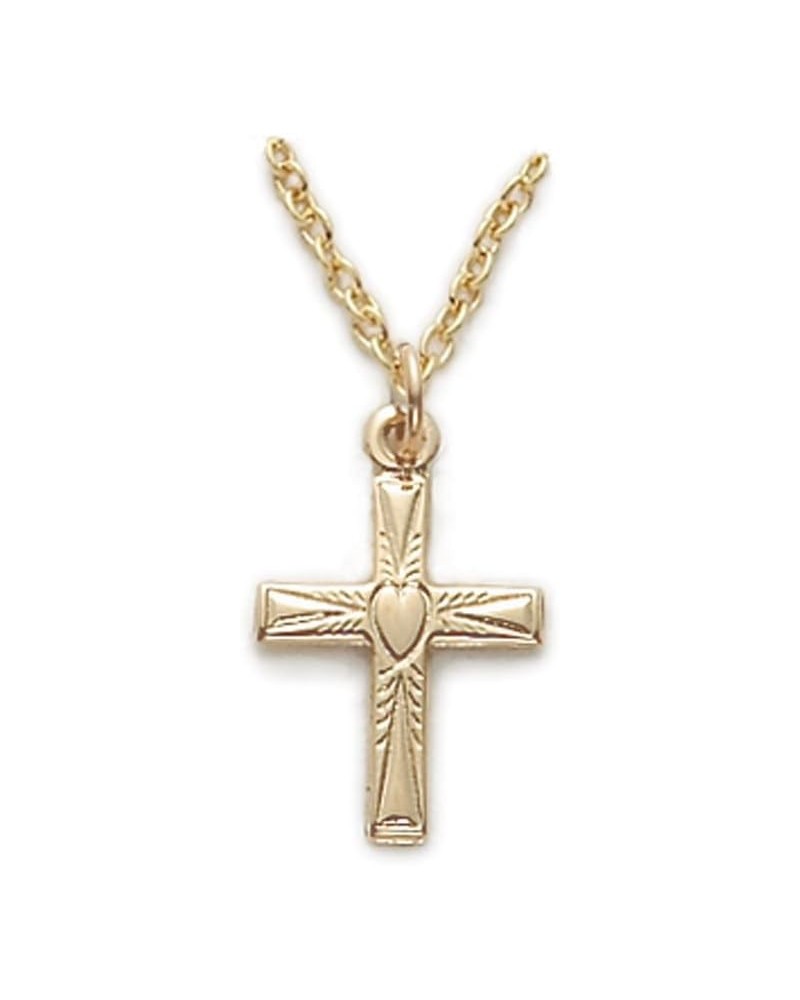 Gold Filled Cross Pendants Necklace Religious Jewelry, 3/4 Inch Heart Design 10KT $24.66 Necklaces