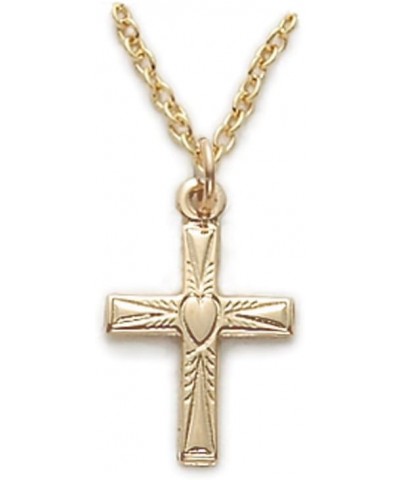 Gold Filled Cross Pendants Necklace Religious Jewelry, 3/4 Inch Heart Design 10KT $24.66 Necklaces