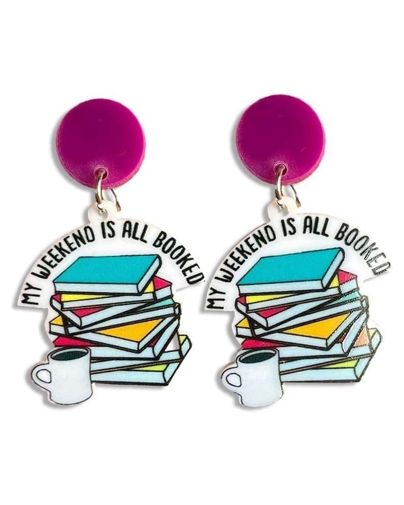 Acrylic Reading Book Earrings Coffee Flowers Love Reading Earrings Student Teacher Earrings Teacher Gift Teach Book $5.35 Ear...