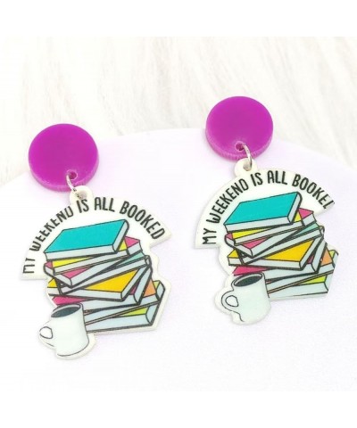 Acrylic Reading Book Earrings Coffee Flowers Love Reading Earrings Student Teacher Earrings Teacher Gift Teach Book $5.35 Ear...