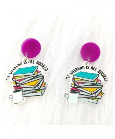 Acrylic Reading Book Earrings Coffee Flowers Love Reading Earrings Student Teacher Earrings Teacher Gift Teach Book $5.35 Ear...