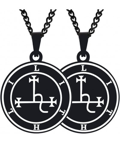 2PCS Set Sigil of Female Demon Lilith Stainless Steel Mens Womens Pendants Necklaces 2XBlack $9.59 Necklaces