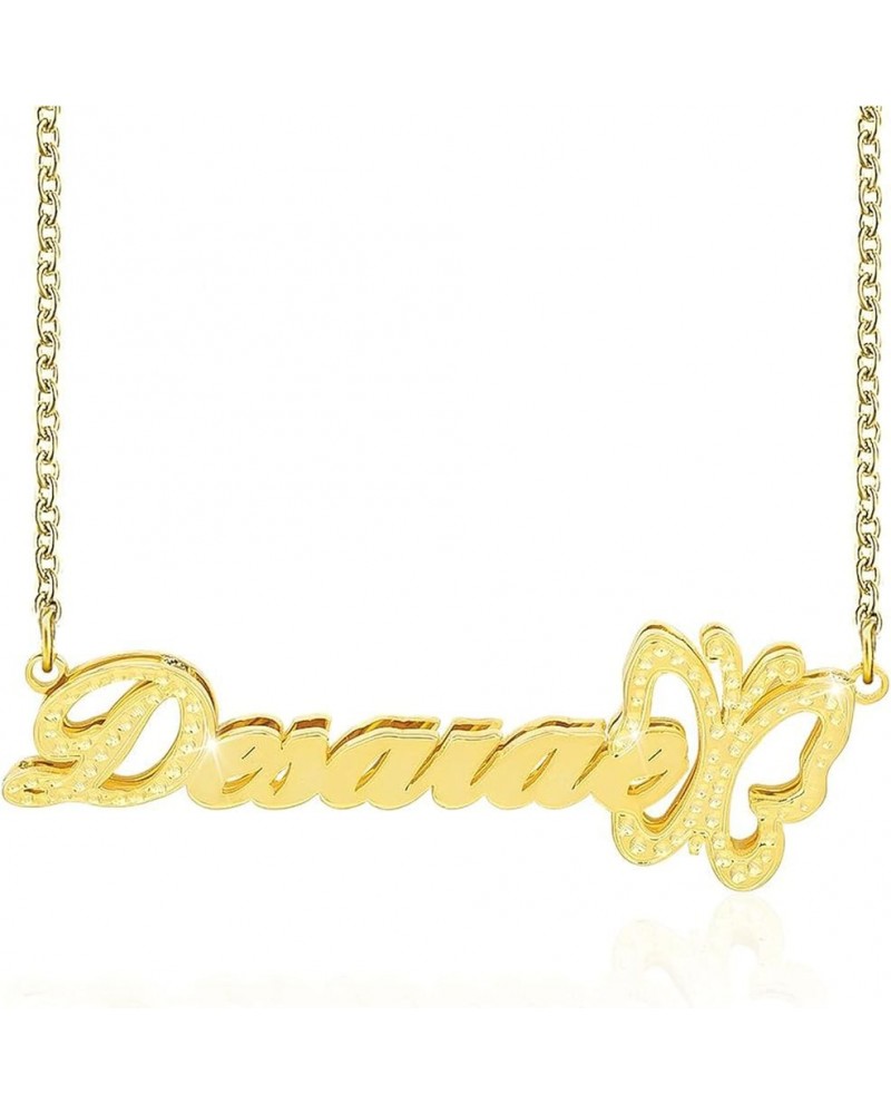 Personalized Gold Double Name Plate Necklace With Heart 18k Gold-Plate Crown Customized Nameplate Necklace with Name Personal...