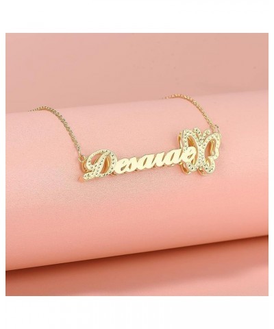 Personalized Gold Double Name Plate Necklace With Heart 18k Gold-Plate Crown Customized Nameplate Necklace with Name Personal...