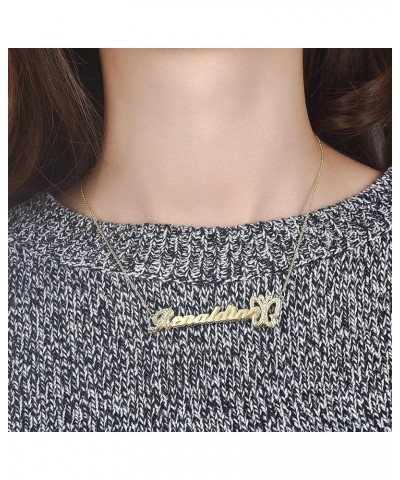 Personalized Gold Double Name Plate Necklace With Heart 18k Gold-Plate Crown Customized Nameplate Necklace with Name Personal...