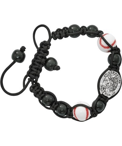 Religious Sports Bead Bracelet with Silver Toned Saint Sebastian Medal, 8 Inch Baseball $9.19 Bracelets