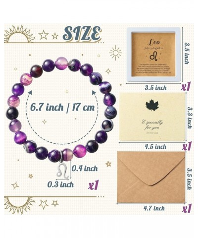 Constellation Zodiac Bracelet, Birthday Gifts for Girls Women, Purple Natural Stone Astrology Bracelet with Charm Wish Card E...