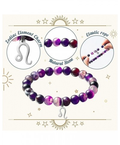 Constellation Zodiac Bracelet, Birthday Gifts for Girls Women, Purple Natural Stone Astrology Bracelet with Charm Wish Card E...