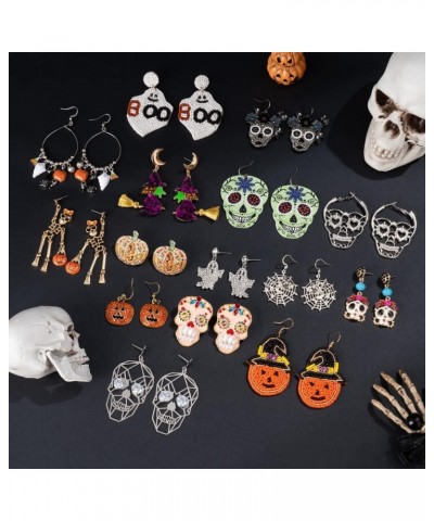 Halloween Earrings for Women | Skeleton | Skull | Ghost | Pumpkin | Spider web | Wizard hat | Trick or Treat | Halloween Dang...