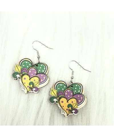 Mardi Gras Earrings Wooden Carnival Love Heart Truck Mask Hat Drop Dangle Earrings For Women Girls Party Jewelry Gift 1 Pair ...