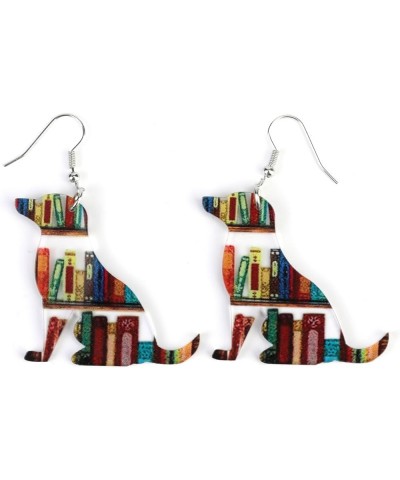 Librarian Earrings Bookcase Dangle Earrings Cat Book Lover Earrings Dog Acrylic Cute Earrings for Book Lover Bird Bookshelves...