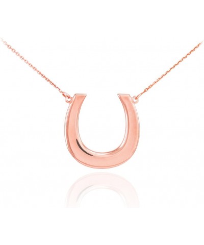 14k Rose Gold Lucky Horseshoe Pendant Necklace $123.99 Necklaces