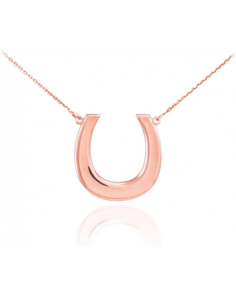 14k Rose Gold Lucky Horseshoe Pendant Necklace $123.99 Necklaces