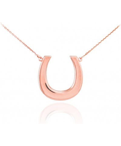 14k Rose Gold Lucky Horseshoe Pendant Necklace $123.99 Necklaces