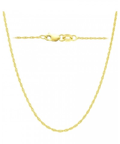 14K, 10K Yellow or White or Rose Solid Gold Italian Diamond Cut 0.8 mm, 0.9 mm, 1 mm, 1.1 mm, 1.2 mm Rope Chain Necklace Thin...