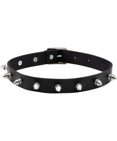 Women Men Cool Punk Goth Metal Spike Studded PU Leather Necklace 1-Black $9.34 Necklaces