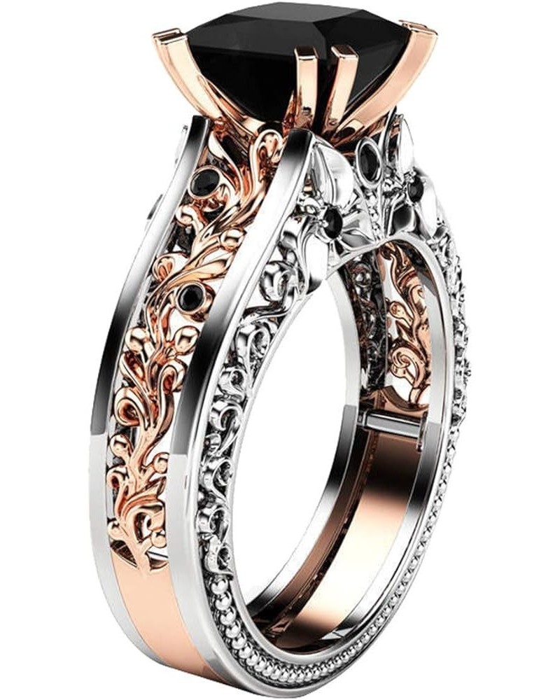 Separation Engagement Ring Rose Color Fashion Wedding Gold Women Floral Rings Costume Ring (Black, 7) Black 8 $9.54 Bracelets