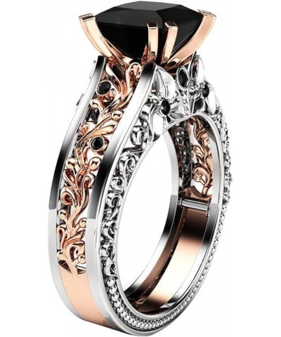 Separation Engagement Ring Rose Color Fashion Wedding Gold Women Floral Rings Costume Ring (Black, 7) Black 8 $9.54 Bracelets