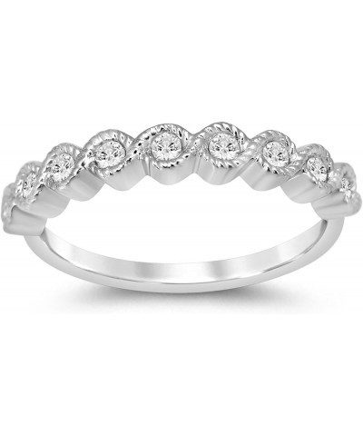 1/4-1/2 CT TW Certified Lab Grown Infinity Diamond Ring Bands | Solid 10k White Gold Diamond Anniversary Ring and Wedding Ban...