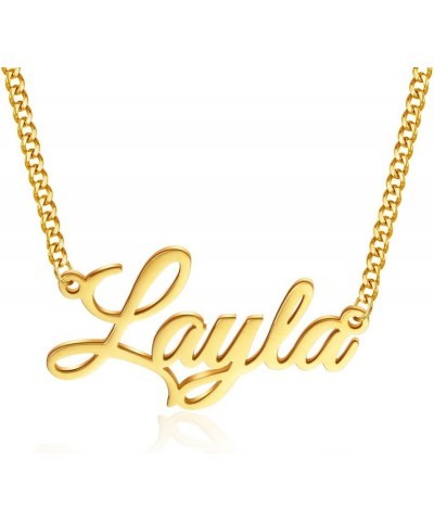 Name Necklace Personalized, 18K Gold Plated Custom Name Necklaces for Women Customized Name Plate Pendant Jewelry Gifts for W...