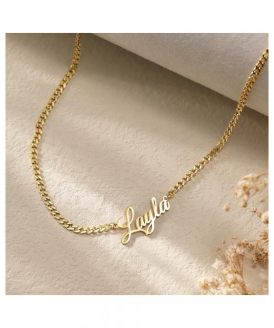 Name Necklace Personalized, 18K Gold Plated Custom Name Necklaces for Women Customized Name Plate Pendant Jewelry Gifts for W...