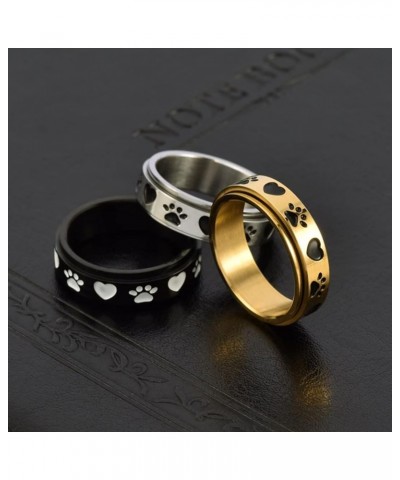 6mm Heart Dog Cat Paw Spinner Ring Heart-shaped Rotate Rings Fidget Anxiety Worry Relieving Boredom Autism Band Fashion Anima...