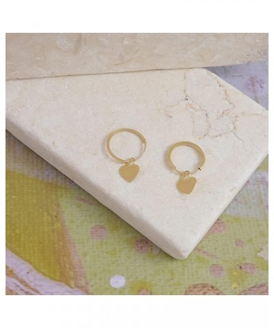 Real Solid 14K Gold Charm Dangling Endless Hoop Earrings- Great for 1st Or Second Hole Medium Puff Heart $21.00 Earrings