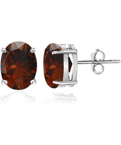 Sterling Silver Garnet Oval Stud Earrings 5x3mm-Silver $14.74 Earrings