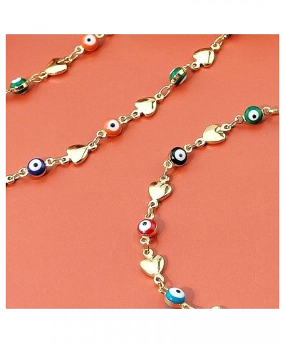 COIRIS Evil Eye Necklace and Bracelet Multicolor Beads Golden Chain for Women Gift N0082-Heart $9.85 Necklaces