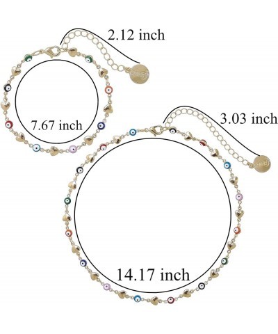 COIRIS Evil Eye Necklace and Bracelet Multicolor Beads Golden Chain for Women Gift N0082-Heart $9.85 Necklaces