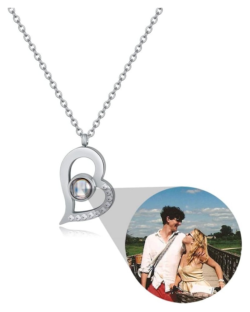 Personalized Picture Projection Necklace for Women - Custom Photo Love Heart Pendant - Customized Portrait Jewelry - Birthday...