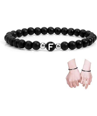 Initial Bracelets for Women Men Girls Couples, Black Onxy Letter A-Z Beads Bracelets for Women Bracelet-F $5.89 Bracelets