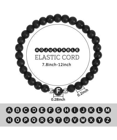 Initial Bracelets for Women Men Girls Couples, Black Onxy Letter A-Z Beads Bracelets for Women Bracelet-F $5.89 Bracelets