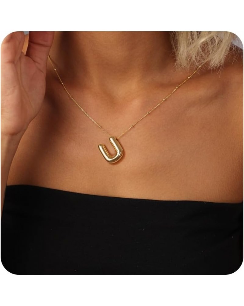 Bubble Letter Necklace Balloon Initial Necklaces for Women, Dainty Gold Initial Letter Pendant Necklace for Women Teen Girls ...