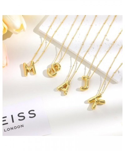 Bubble Letter Necklace Balloon Initial Necklaces for Women, Dainty Gold Initial Letter Pendant Necklace for Women Teen Girls ...