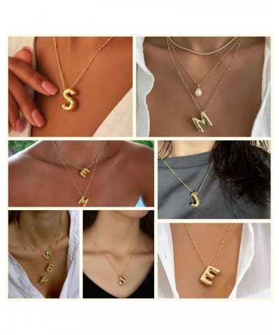 Bubble Letter Necklace Balloon Initial Necklaces for Women, Dainty Gold Initial Letter Pendant Necklace for Women Teen Girls ...