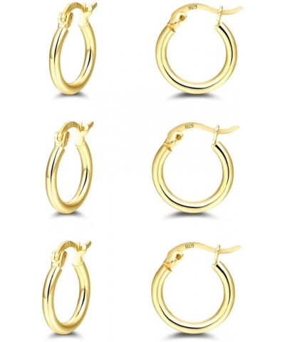 14K Gold Plated Hoop Earrings - 4 Pairs Sterling Silver Post Small Hoops| Gold Hoop Earrings Sets for Women Girls (13mm 15mm ...