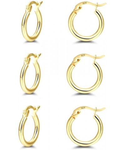 14K Gold Plated Hoop Earrings - 4 Pairs Sterling Silver Post Small Hoops| Gold Hoop Earrings Sets for Women Girls (13mm 15mm ...