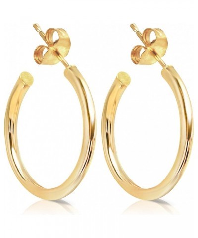 14K Yellow Gold 2MM J Hoop Fashion Earrings for Women - Real 14K Gold - 2mm Thick, 12mm - 75mm Diameter 25MM (0.98") Diameter...