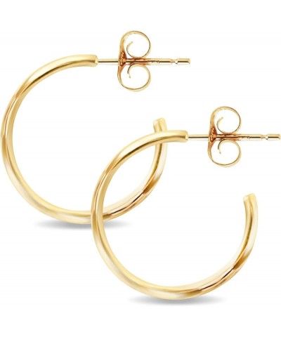 14K Yellow Gold 2MM J Hoop Fashion Earrings for Women - Real 14K Gold - 2mm Thick, 12mm - 75mm Diameter 25MM (0.98") Diameter...